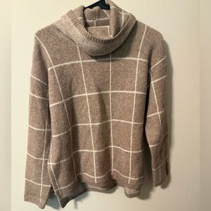 Madewell Brown Checkered Turtleneck Sweater
